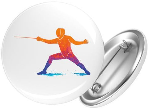 Huuraa Button Fechten bunte Silhouette Geschenk Größe 25mm Fechten Geschenkidee