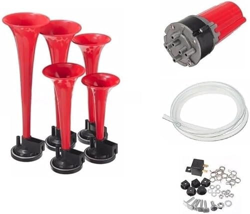 Klaxon À Air Pneumatique LaCucaracha 115dB - Mélodie 5 Trompes avec Compresseur 12V - Klaxon Mélodique Puissant Pour Voiture, Bateau, Camion - Installation Facile & Sonorité Imposante