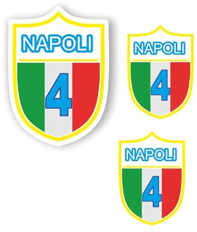 AMA SHOP Adesivo Sagomato Napoli Campioni D'Italia mod.2 |4° Scudetto | Sticker per Casco, Moto, Camper | + 2 ADESIVI DA 10 CM PER OGNI PEZZO|CM.23