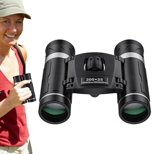 Ferngläser kompakt - 200 × 25 HD -Reisegläser, Zoom -Brillenwerkzeug | Tragbares nächtliches Fernglas -Set, faltbare Mini -Teleskopausrüstung, leichte optische Gerät für Konzertveranstaltungen, Wildti