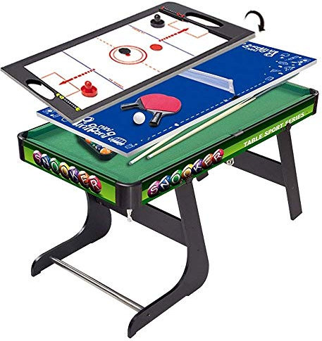 MRKU Multifunktionaler Billardtisch für Kinder, Holzkombination, Tischtennis, Eishockey, interaktives DREI-in-Eins-Eltern-Kind-Spiel