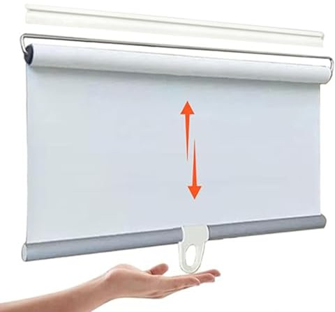 YHBZ Roller Blinds No drilling,Sunscreen Insulation Shading Curtain,UV Protection Retractable Sunshade,Easy Fit,for Home Office Bathroom Window Blackout Blinds,White-W80xH150cm(32x59in)