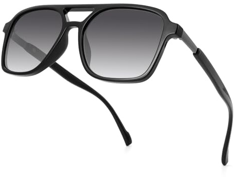 OKH Gafas de Sol Polarizadas para Hombre y Mujer – Montura Cuadrada Clásica, Ligeras, Protección UV400 (Negro/Gris)