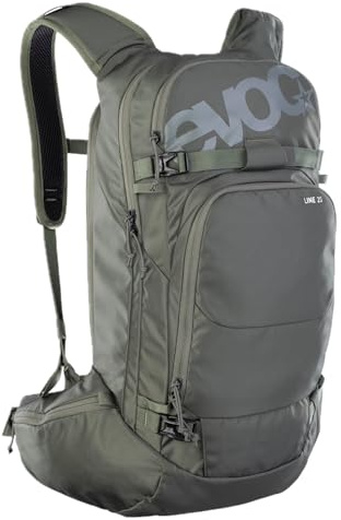 EVOC LINE 20 Sac à dos de randonnée, sac à dos de ski (NEURALITE SYSTEM, compartiment séparé pour avalanche avec plan d'urgence, fixations pour skis/snowboards, poches sur la ceinture), Dark Olive