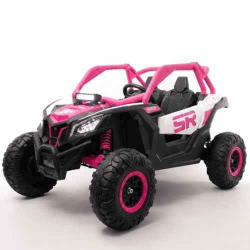 WITIT Auto Automobile ELETTRICA Radiocomandata ATV Buggy off-Road per Bambino Bambina Bambini XSDU-808 24V 7Ah Arancione o Rosa 4 Motori, Bluetooth, USB, LED, Telecomando, carico Max 30 kg (Rosa)