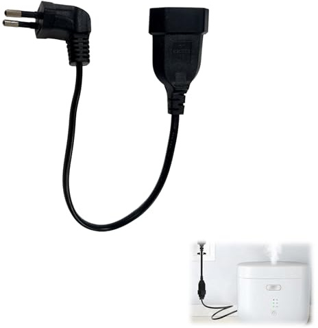 Cable de Extensión Euro con Enchufe en Ángulo de 90 Grados - Conector Tipo C Macho a Hembra, Conductores de Cobre, Aislamiento Ignífugo, 2,5A/250V, 0,75 mm²