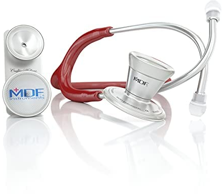 MDF ProCardial ER Premier Kardiologie Zweikopf-Stethoskop aus rostfreiem Stahl für Erwachsene und Kinder, umbaufähig zu einem Kardiologie-Stethoskop für Erwachsene - Weinrot MDF797DD-17