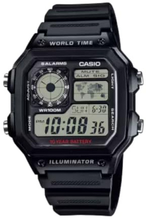 Casio Sports Unisex Analogue Watch with Gray Dial Analog - Digital Display - AE-1200WH-1A