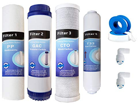 Depurtek | 4-stufige Umkehrosmose 4 Filter | TFC | Vor-/Nachfilter | Kompatibel Universell | Osmose Trinkwasser Hahn