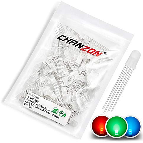 Chanzon 100 pezzi 5mm RGB LED multicolori diffusi a diodi luci a catodo comune (smerigliato rotondo tricolore) 4 pin luce brillante lampadina lampade componenti elettronici indicatore diodi emettitori