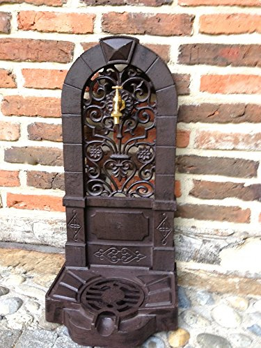 Antikas - Wasserzapfstelle wie antiker Stehbrunnen, Gartenbrunnen mit Messing Wasserhahn
