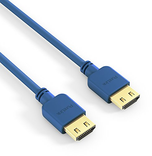 PureLink PI0502-005 High Speed HDMI Verbindungskabel (4K UltraHD (2160p), Ethernet, 18Gbps), HDMI-A Stecker auf HDMI-A Stecker, zertifiziert, halogenfrei, ultraflach, 0,50m, blau