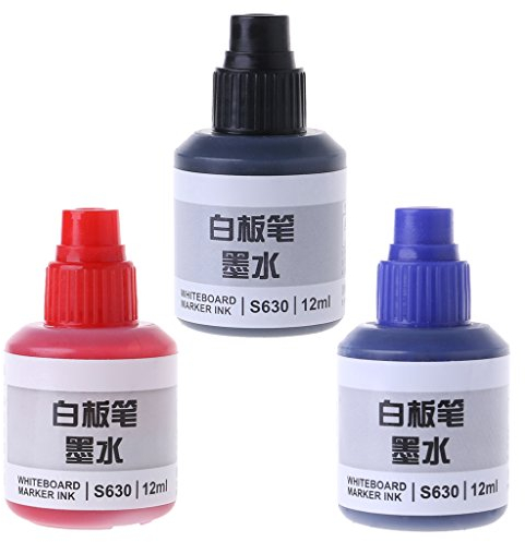 Freshsell 12 ml Nachfülltinte zum Nachfüllen von Tinten Whiteboard-Marker, schwarz, rot, blau, 3 Farben (Einheitsgröße, schwarz)