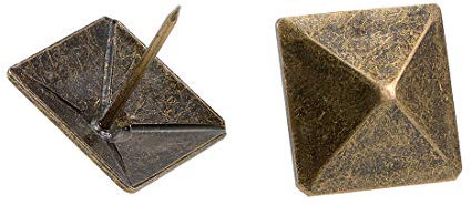 sourcing map Tapicería clavos tachuelas 30mm cabeza cuadrada muebles clavos pasadores tono bronce 3 pcs