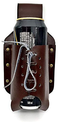 5MOONSUN5's Beer Holster, Leather Classic Beer Holster Bottle Holders Beer Lover Essentials/Party Accessories, Handmade Classic Beer Holster with Brass Metal Rivets. (Brown)
