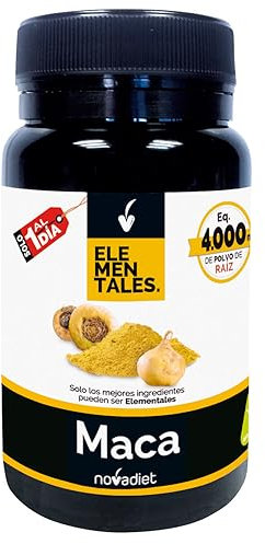 Novadiet - ELEMENTALES MACA Cápsulas con Extracto de Maca - Complemento Alimenticio - Para el Cansancio, la Fatiga y Estrés – Favorece el Deseo Sexual - 30 Cápsulas Vegetales