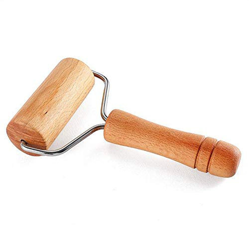 Lasenersm 1 Piece 9.5cm Wide Wooden Pastry Pizza Roller - Brayer Wooden Rolling Pin for Baking, Ceramic, 5D Diamond-Paint Art