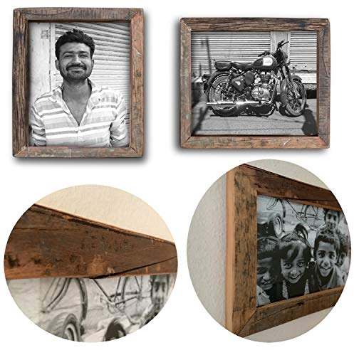 LS-LebenStil Vintage Wand Bilderrahmen Unika - Fundholz Recycelt - Rustikal Braun - 20x30cm - Retro Fotorahmen Leerrahmen für Leinwand Bilder Passepartouts zum Aufhängen Collage Photo Frames