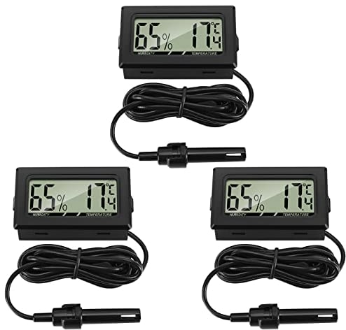Thlevel Mini LCD Digital Thermometer Hygrometer Temperatur Luftfeuchtigkeit Tester mit externem Sensor für Kühlschrank Gefrierschrank 3 Stücke
