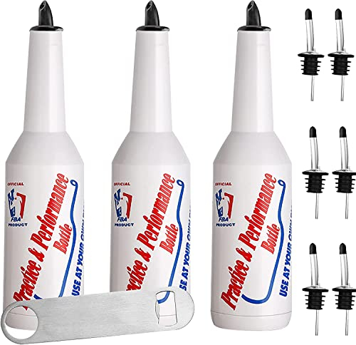 Flair Bottle Practice Bottles Cocktail Shakers Set of 3 for Bar Bartenders 25oz/750ml Plastic Bartending Practise Training Performance (White)
