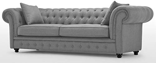 jvmoebel XXL Grau Sofa 4 Sitzer Couch Chesterfield Polster Sitz Garnitur Leder Textil Neu