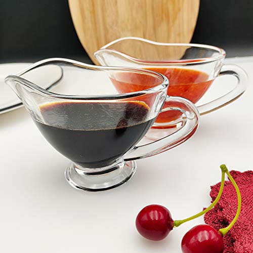 Set of 2 Gravy Boats-7oz Glass Sauce Jugs, 215ML