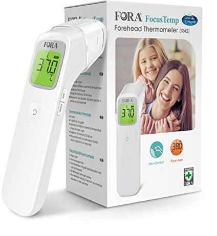 FORA IR42 Bluetooth, Klinisches Infrarot-Stirnthermometer, kontaktlos, Multifunktional, Geeignet für Babys und Erwachsene, Sofortige und exakte Messung, Mit Fieberalarm und Erinnerungsfunktion.