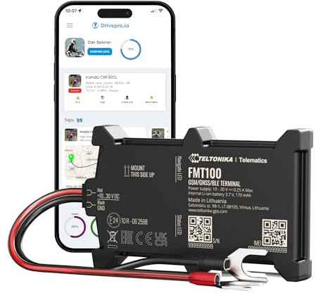 DrivePro FMT100 Vehicle Tracker - Hard-Wired Tracking Device | 24/7 Accurate Real-Time Monitoring for Car, Motorbike, Motorcycle, Van | Easy Install | Low-Cost Monthly Subscription | 1 Month included
