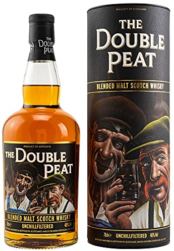 The Double Peat - Blended Islay and Speyside Malt | Blended Whisky | 1x0.7L | Ausgewogener Rauch aus zwei Regionen | Ohne Farbstoffe | Intensiv rauchig