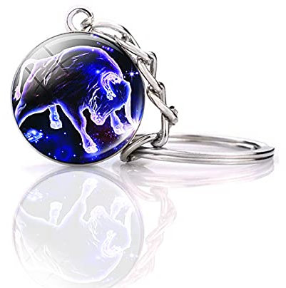 JWPavilion Sternzeichen 12 Sternbilder Charm Leuchtende Kristallkugel Anhänger Schlüsselanhänger, Taurus, Einheitsgröße
