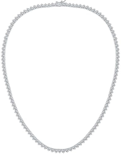 GMESME 18K White Gold Plated Cubic Zirkonia Classic Tennis Necklace (22)