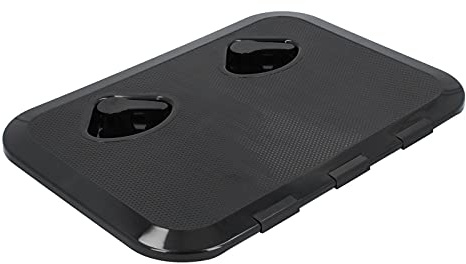 Deckszugangsluke, 440 X 315 Mm / 17-1/4 X 12-3/8 Zoll Inspektionsabdeckung mit Schloss ABS-Ersatz für Marineboote(Schwarz)