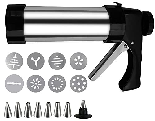 Cookie Press/Icing Decorating G-un Sets, Making and Icing Set for Cake Decorations, Multifunctional Comfort Grip Cookie Press Pump