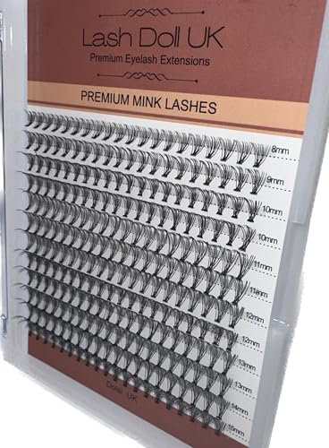 10D Premade Individual Cluster UK DIY Lash Extensions, 260 pcs, Lash Clusters 8-16mm, D Curl, Includes Spoolie Brush, Natural Lashes, Russian, Hybrid, Classic