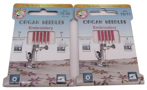 Organ Needle – 10 Stück Organ-Haushalts-Nähmaschinennadeln 130/705H-E (Nadelstärke: 75/11)