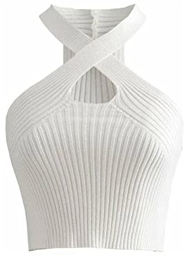 KOEMCY Damen Crop Tops Ärmellose Top Bauchfreie Camisole Tank Top Casual Unterhemd (Weiß)