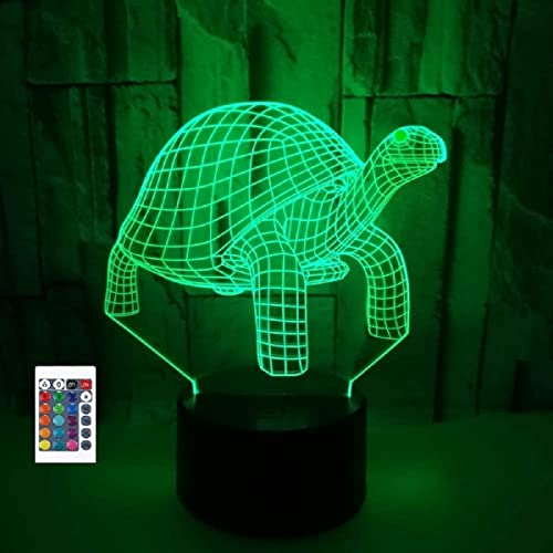 3D Schildkröten Fernbedienung 16 Farben Nachtlichter Illusion Acryl LED-Tisch Nachttischlampe Kinderzimmer Schreibtisch Dekoration Geburtstag Spielzeug für Kinder