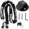 FD-MOTO Steel 3.4KG 1.5M*10mm Chain Lock + Ground Wall Anchor Anti-Theft Heavy Duty for Motorbike Motorcycle Scooter Bike Bicycle ATV