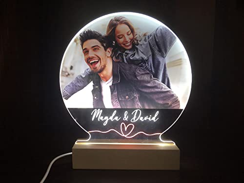 Oedim Placa Metacrilato para Regalo Personalizado + Base de Madera con Luz, Fabricado en Metacrilato de 4mm, Efecto Espejo