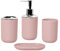 Hosoncovy Set di 4 accessori da bagno con dispenser per sapone, tazza da bagno, portasapone, spazzolino da denti e dentifricio (rosa)