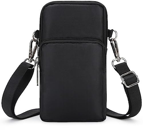 DOB SECHS Women Mini Phone Bag Crossbody Shoulder Nylon Bags Wallet Sports Running Armband for Ladies Girls, Removable Straps, Black