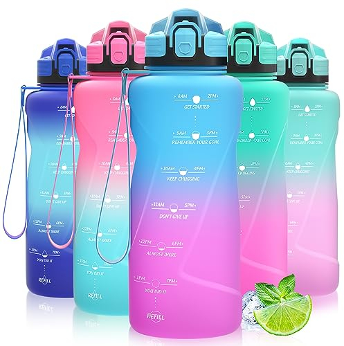 Coolfel Gourde Enfant, 500ml/700ml/1l/1,5l/2l, Sport Gourde, Bouteille d'eau Reutilisable Étanches sans BPA Plastique avec Marqueur de Temps pour Running, Randonnée, Camping