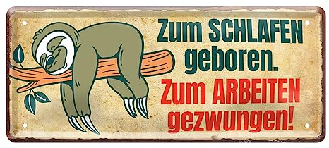 Lustiges Deko Blechschild zum Thema Work Life Balance - witzige Schilder Dekoration für Lieblingsplatz Arbeitsplatz Jugendzimmer - 28 cm x 12 cm