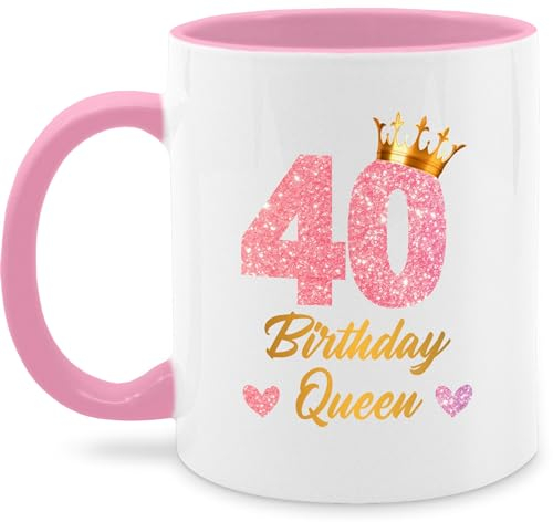 Tasse Tassen 325ml - 40. Geburtstag - 40 Birthday Queen Geburtstags Königin Geburtstagsgeschenk 40-325 ml - Rosa - mit spruch zum firrzich haferl geschenk für damen geburtstagstasse 40igster