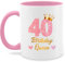 Tasse Tassen 325ml - 40. Geburtstag - 40 Birthday Queen Geburtstags Königin Geburtstagsgeschenk 40-325 ml - Rosa - mit spruch zum firrzich haferl geschenk für damen geburtstagstasse 40igster