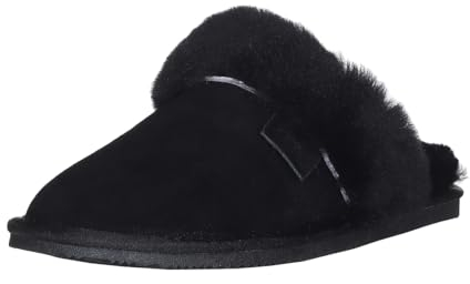 Harrys-Collection Damen Hausschuh Pantoffel aus Lammfell in 3 Farben, Farben:schwarz, Schuhgröße:38