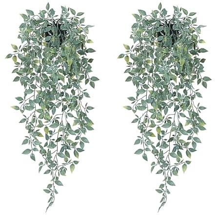 Plantes Artificielles Interieur, 2 Plante Artificielle avec Pot, Fausse Plante en Pot, Plante Artificielle Tombante, Plante Tombante Artificielle avec Pot, Fausse Plante pour Décoration Maison Balcon