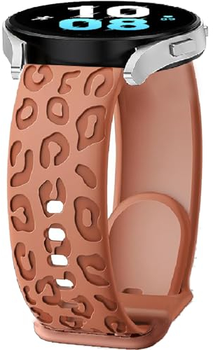 Bracelet Silicone pour Garmin Vivomove 4S,Vivoactive 3S,Venu 4 41mm/3S/2S, 18mm Sport Leopard Bracelets de Remplacement pour Huawei Watch 5 42mm/GT 6/5/4 41mm