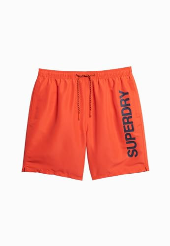 Superdry Herren 17-Zoll-Badeshorts aus recyceltem Material mit Sportgrafik Kirschtomatenrot M