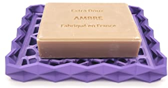 Porte Savon – Violet et Rose - Écologique en PLA Biosourcé – Fabrication Française - Grille Amovible pour Nettoyage Facile - Idéal pour Douche et Salle de Bain